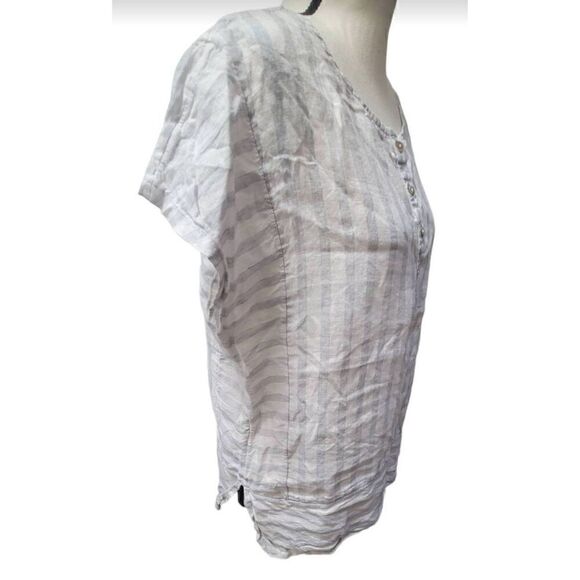 Christian Siriano Size L 100% Linen Striped Blouse - Picture 2 of 5